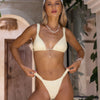 Off White Drawstring Triangle Bikini Set