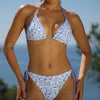 Blue Floral Triangle Bikini Set