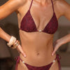 Brick Red Halter Textured Bikini Set