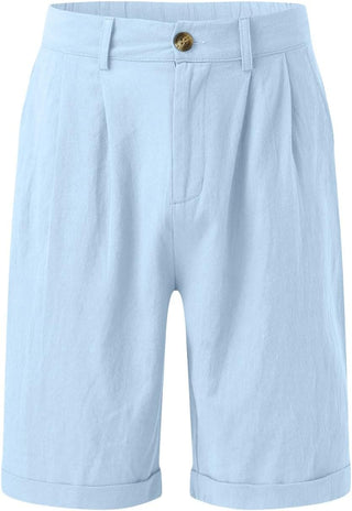 Short en lin pour homme, décontracté, élégant, en coton et lin, plissé, taille élastique, jambe droite, pantalon d'été, de vacances, de plage
