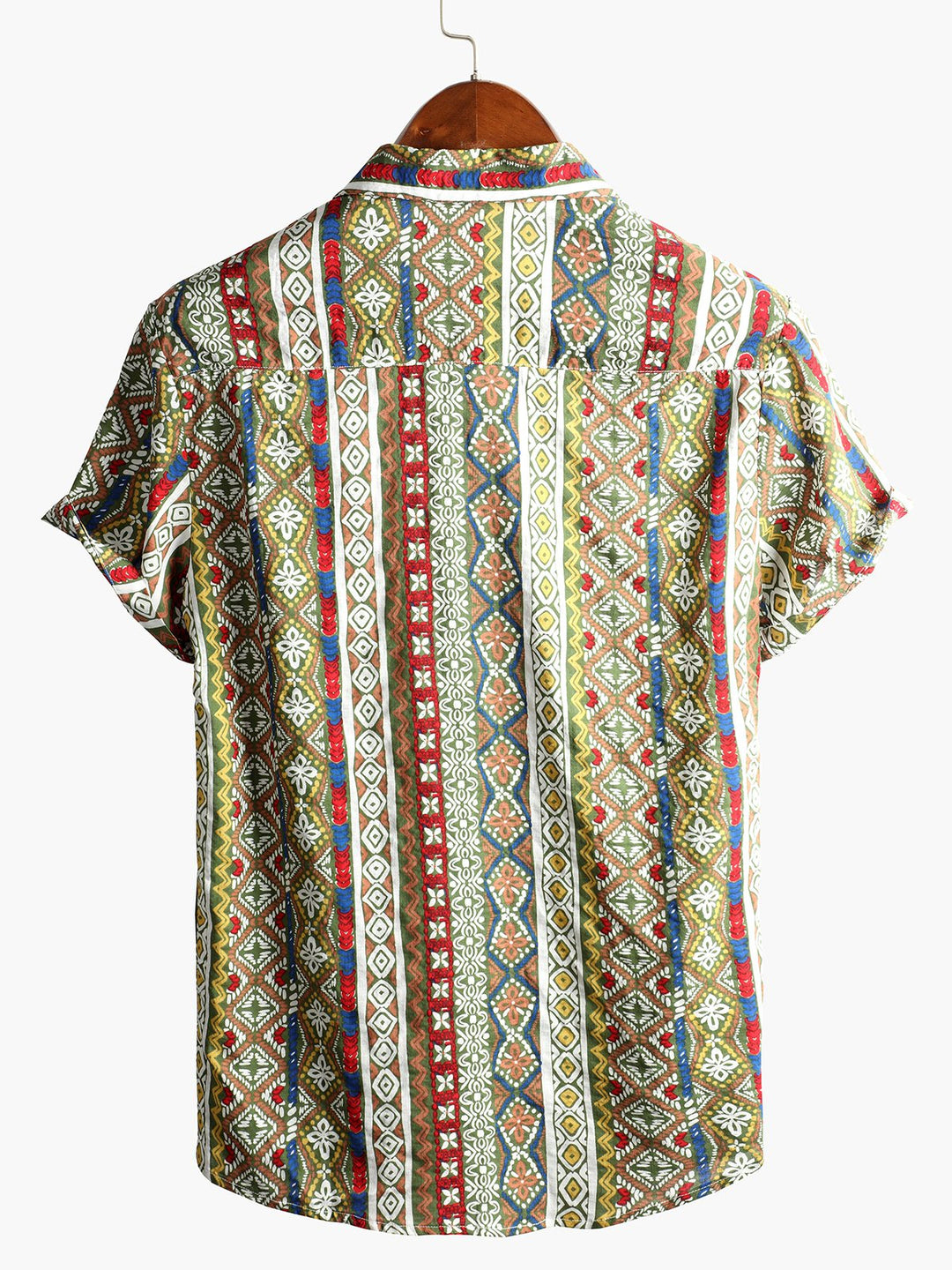 LUCIO - Camisa de algodón de manga corta con estampado patchwork