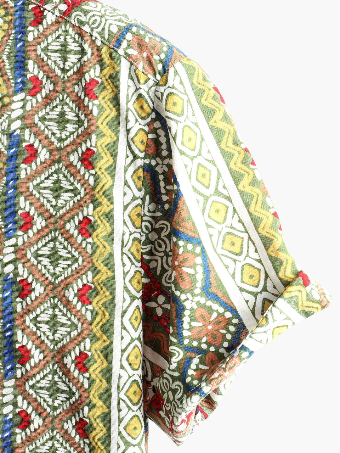 LUCIO - Camisa de algodón de manga corta con estampado patchwork