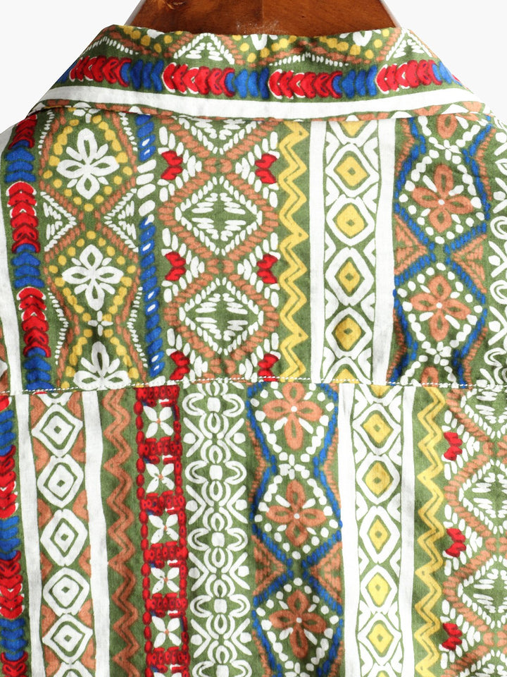 LUCIO - Camisa de algodón de manga corta con estampado patchwork
