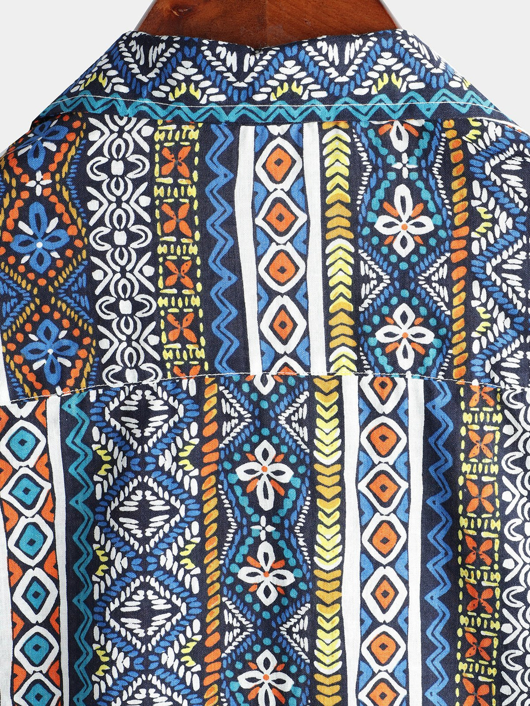 LUCIO - Camisa de algodón de manga corta con estampado patchwork