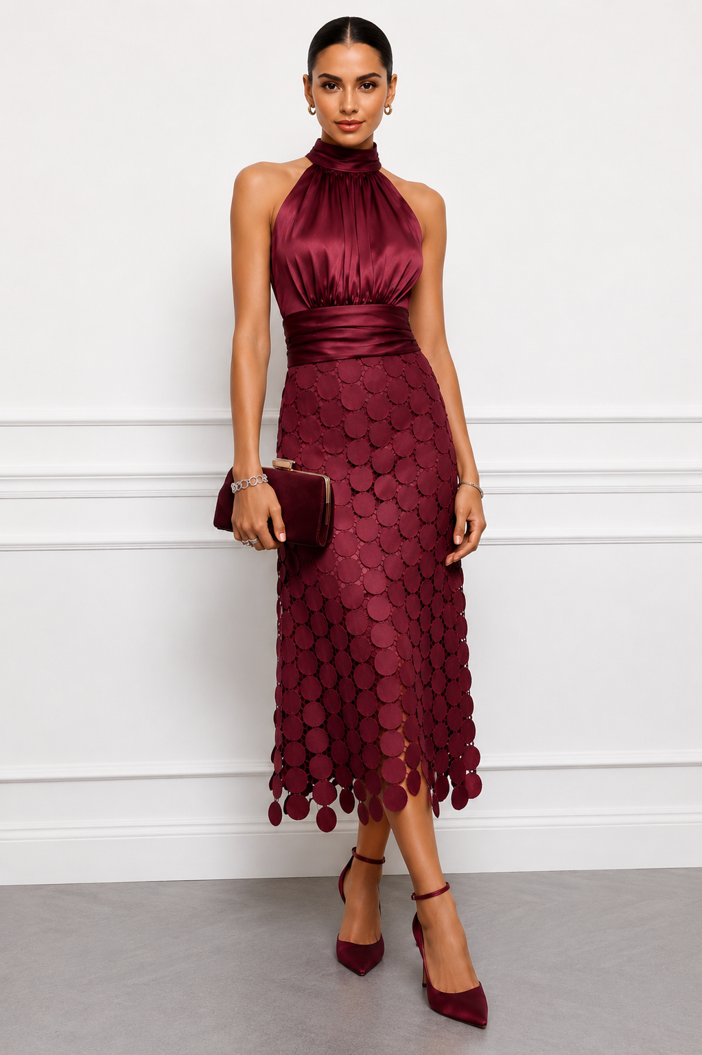 Vestido midi Céline de cerimónia elegante