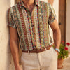 LUCIO - Camisa de algodón de manga corta con estampado patchwork