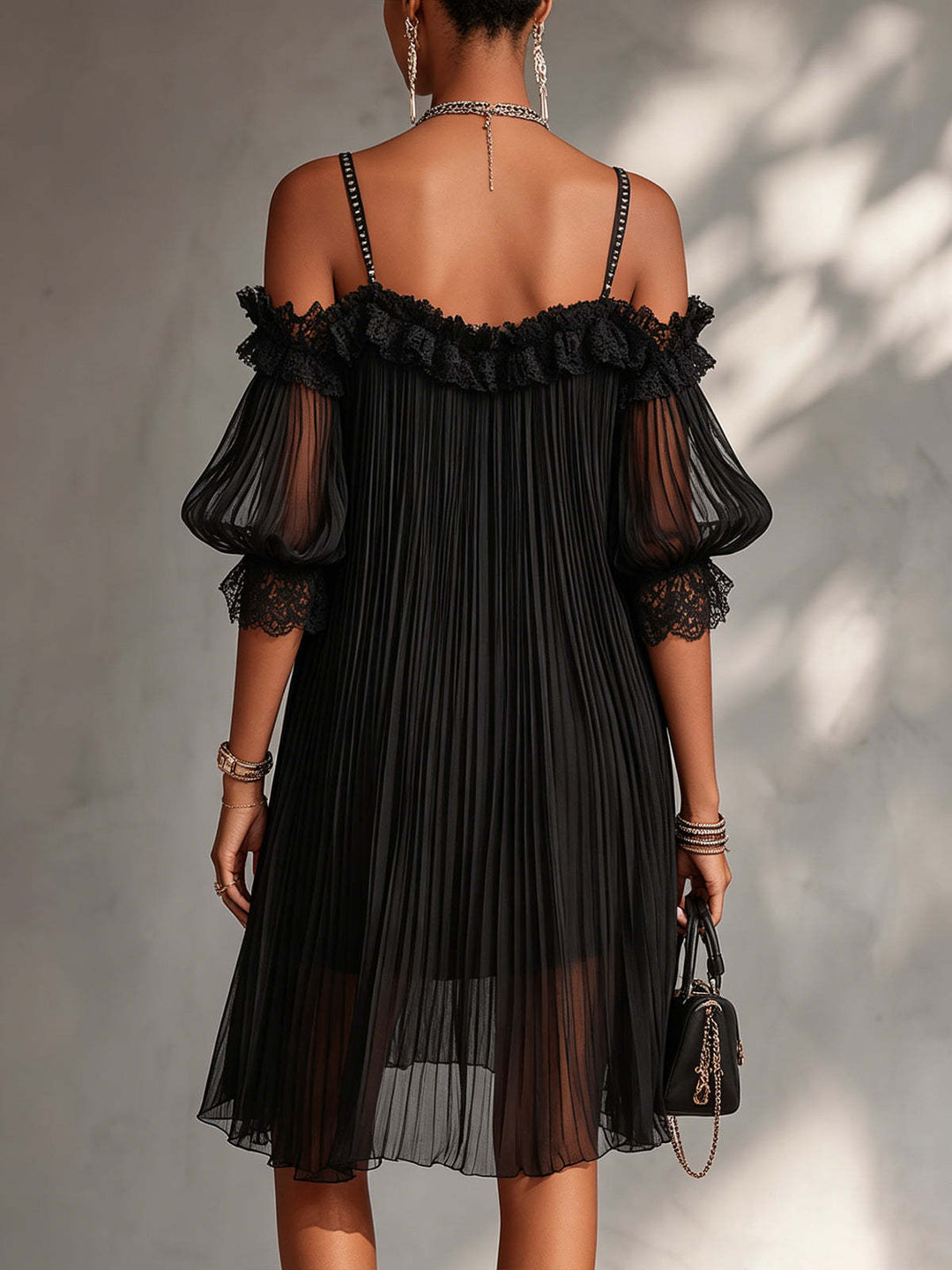 Céline | Vestido largo de gasa con cuello en V
