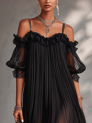 Céline | Vestido largo de gasa con cuello en V