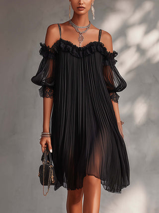 Céline | Vestido largo de gasa con cuello en V