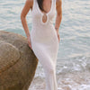 White V Neck O-Ring Cover-Up