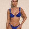 Blue V Neck Textured Bralette Bikini Set