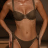 Coffee Drawstring Underwire Bikini Set