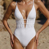 White Bralette Textured One Piece Swimwear