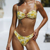 Light Yellow O-Ring Floral Bralette Bikini Set