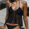 Black Halter Low Waisted Tankini Set