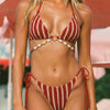 Red O-Ring Contrasting Bikini Set