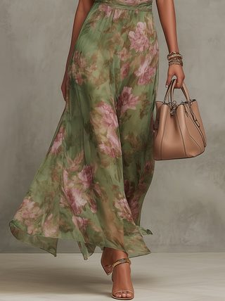 Livia | Vestido maxi halter floral elegante