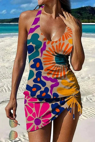 Diana - Traje de Baño Floral con Short y Efecto Vientre Plano