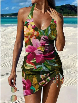 Diana - Traje de Baño Floral con Short y Efecto Vientre Plano