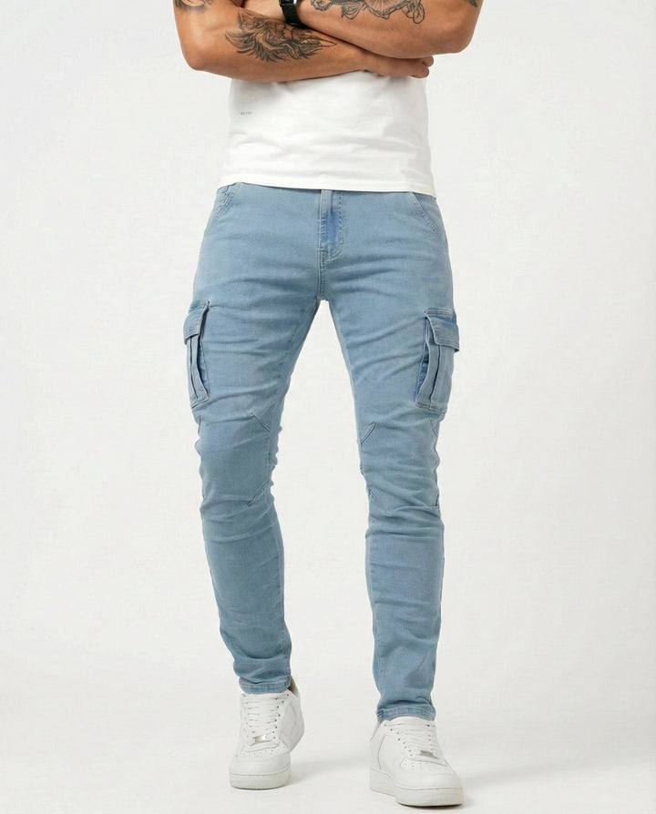 Pantalón Cargo elástico azul