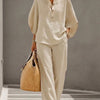 Mariel | Conjunto de algodón y lino con mangas murciélago y pantalón ancho