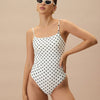 White Polka Dot Backless One Piece Swimwear