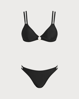 Black O-Ring Triangle Bikini Set