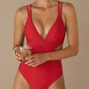 Red V Neck Bralette One Piece