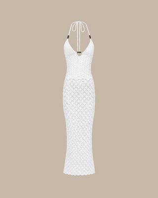 White Halter Knit Cover-up