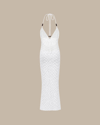 White Halter Knit Cover-up