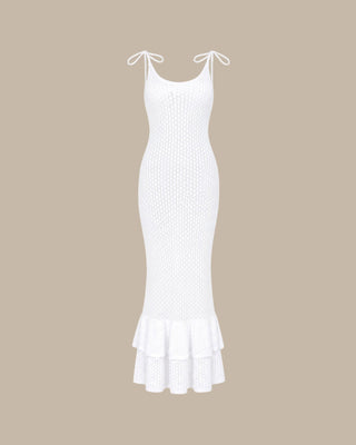 White Cut Out Tie Strap Beach Dress