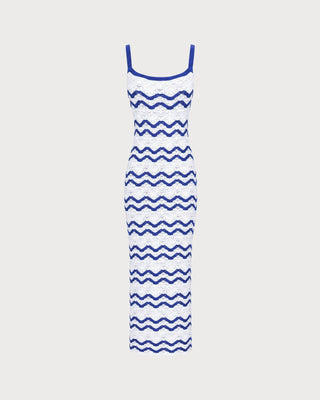 Blue Striped Textured Beach Dress