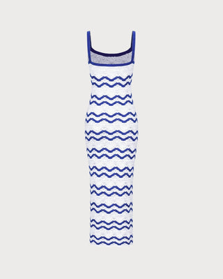 Blue Striped Textured Beach Dress