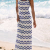 Blue Striped Textured Beach Dress