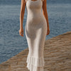 White Cut Out Tie Strap Beach Dress