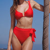 Red Natural Waisted Triangle Bikini Set