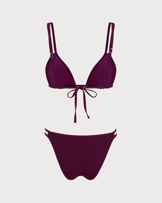Wine Red Lurex Triangle Bikini Set