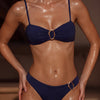 Blue Solid Triangle Bikini Set