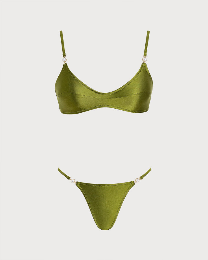 Green Natural Waisted Triangle Bikini Set