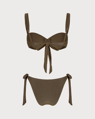 Coffee Drawstring Underwire Bikini Set