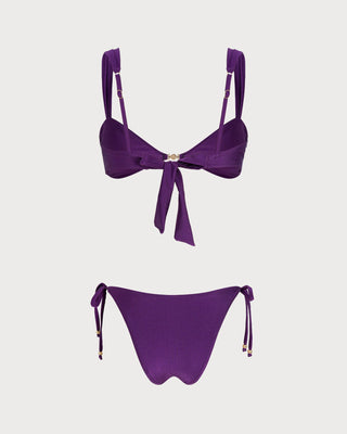 Purple Triangle Drawstring Bikini Set