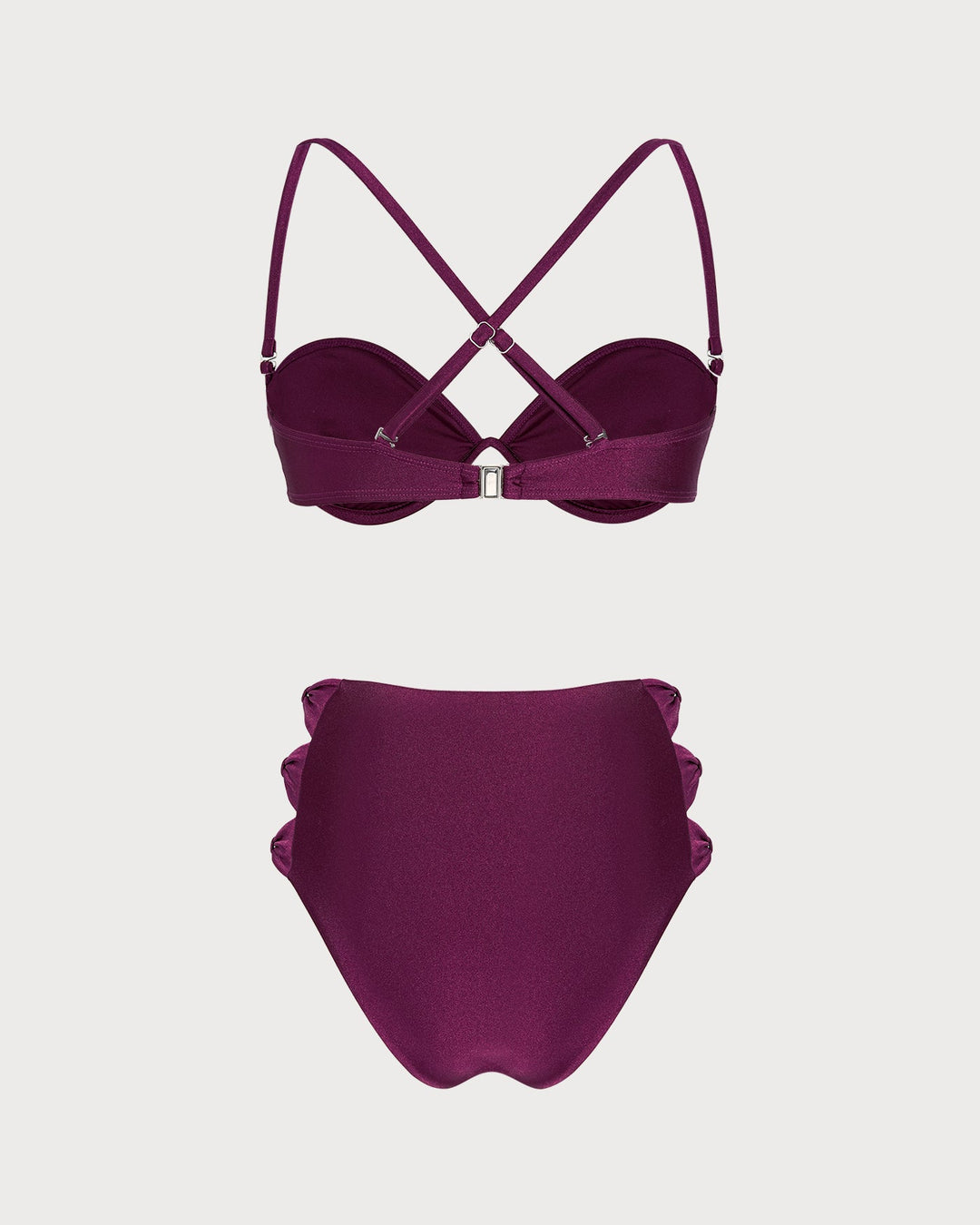 Wine Red Cut Out Underwire Bikini Set