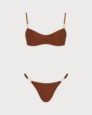 Caramel Sequins Triangle Bikini Set