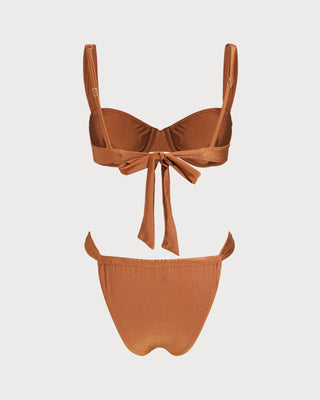 Caramel Sweetheart Neck Underwire Bikini Set
