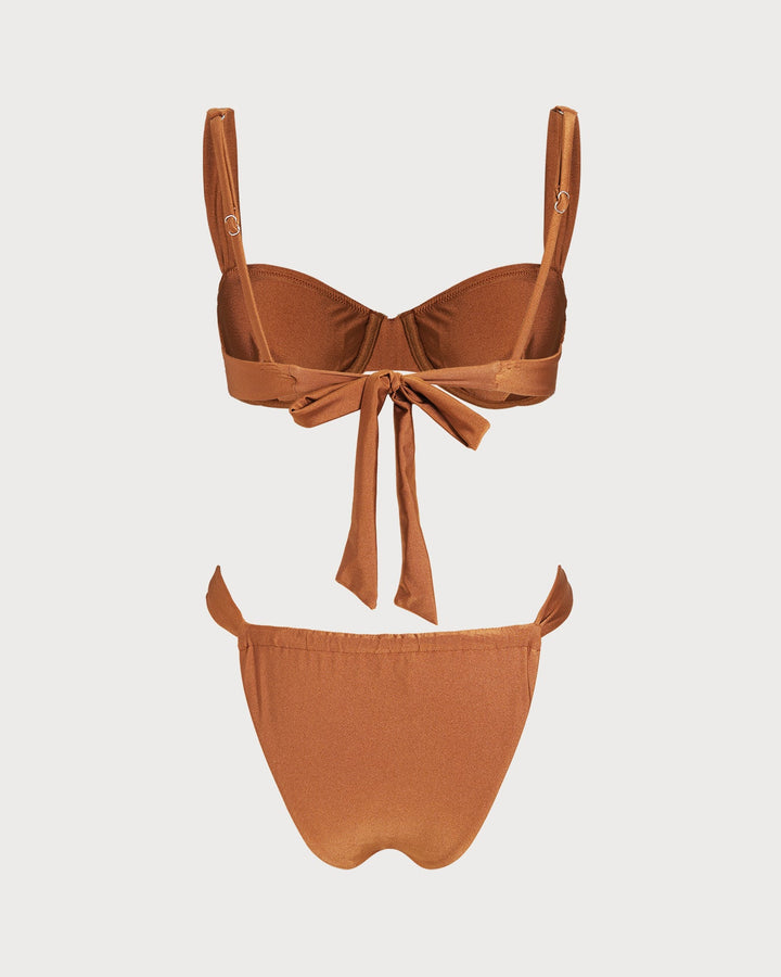 Caramel Sweetheart Neck Underwire Bikini Set