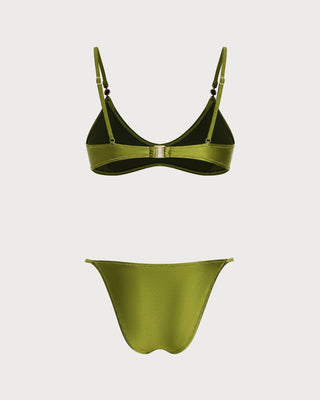 Green Natural Waisted Triangle Bikini Set