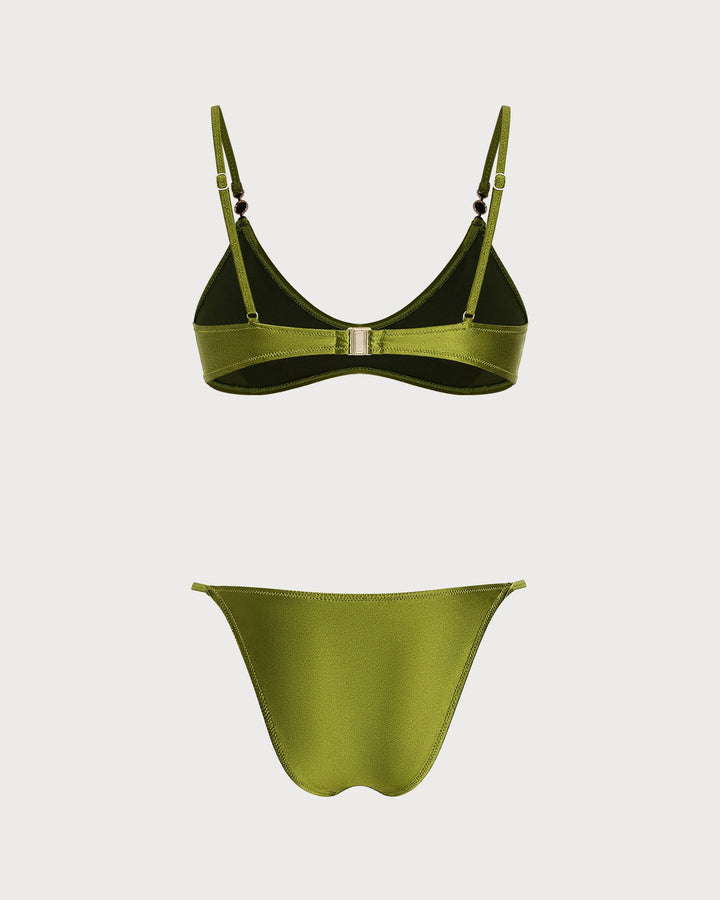 Green Natural Waisted Triangle Bikini Set