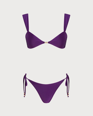 Purple Triangle Drawstring Bikini Set