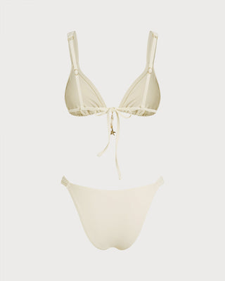 Off White Drawstring Triangle Bikini Set