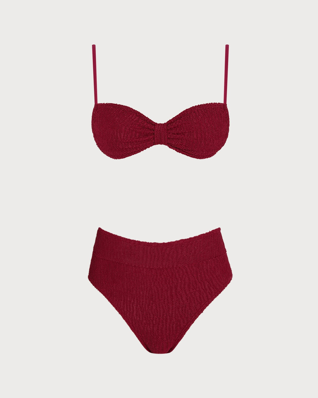 Wine Red High Waisted Triangle Bikini Set